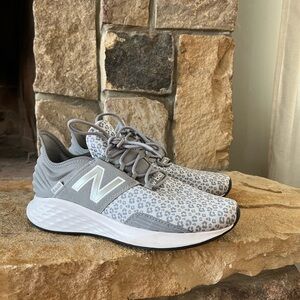 New Balance Gray Leopard Print Sneakers